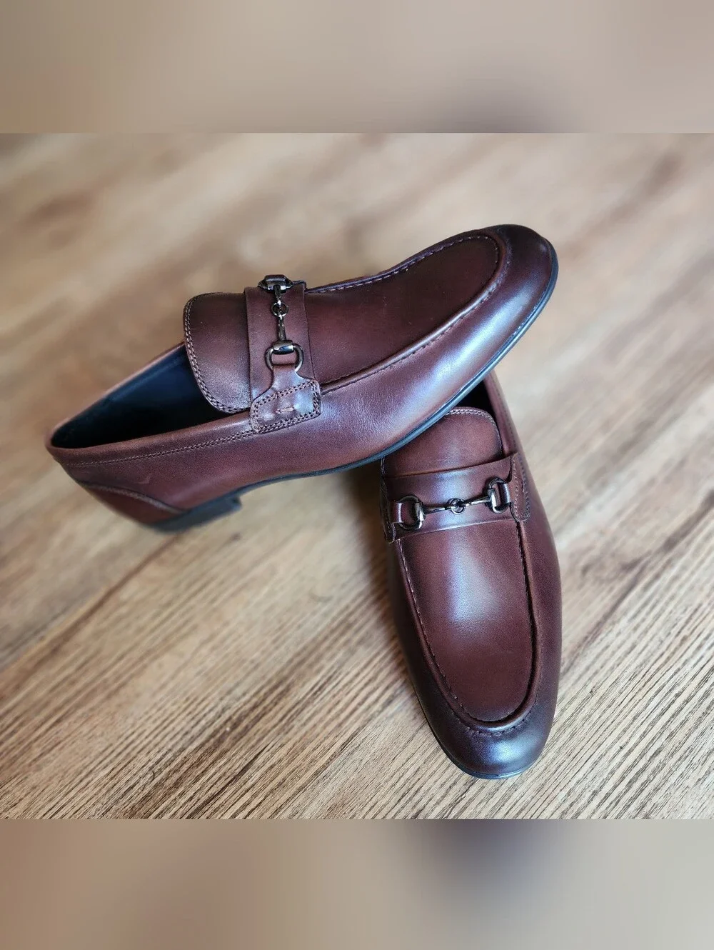 Size 9  Nordstrom Men's Orthocite Brown Leather Bit-Detail Slip-Ons